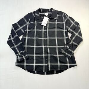 NWT Isabel Black and white plaid button up shirt Sz S